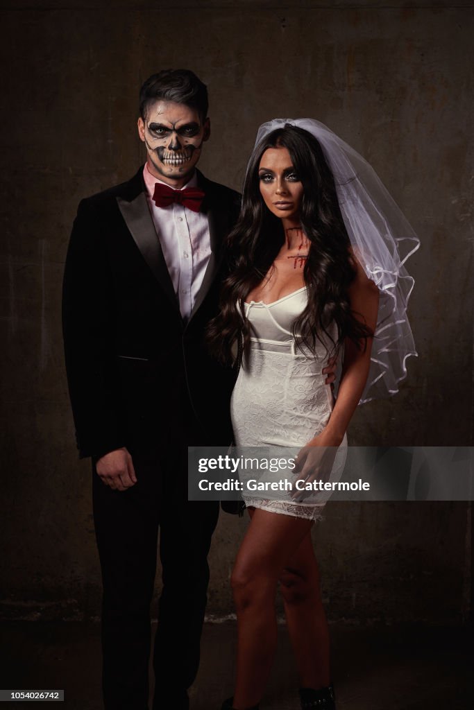 Myles Barnett and Kady McDermott attend the KISS Haunted House Party