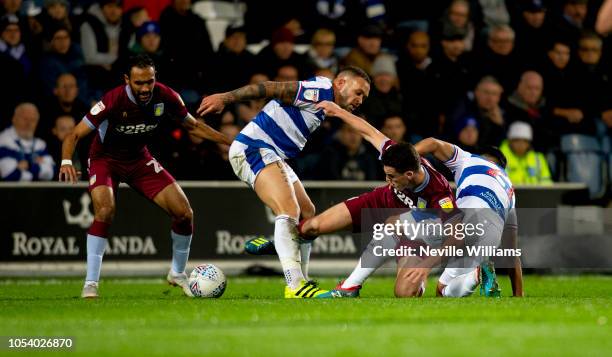 John McGinn of Aston Villa during the Sky Bet Championship match between Queens Park Rangers and Aston Villa at Loftus Road on October 26, 2018 in...