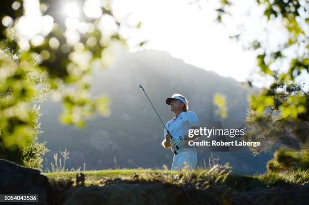 Bernhard Langer of Germany makes a tee shot on the 17th hole during round one of the PGA Champions Tour 2018 Invesco QQQ Championship at the Sherwood...