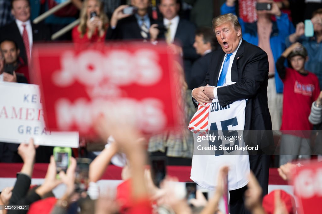 President Trump Holds Campaign Rally At The Bojangles Coliseum In Charlotte, North Carolina