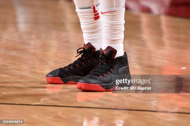 The sneakers of Carmelo Anthony of the Houston Rockets during the game against the LA Clippers on October 26, 2018 at the Toyota Center in Houston,...