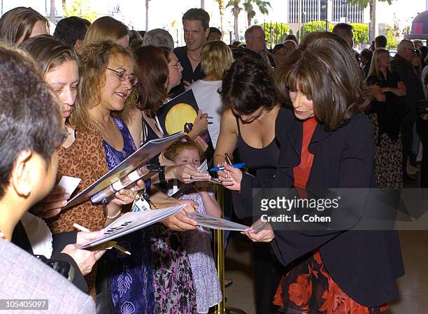 Natalie Raitano and Kate Linder sign autographs during "Mamma Mia!" Los Angeles Premiere - Red Carpet at Pantages Theatre in Hollywood, California,...