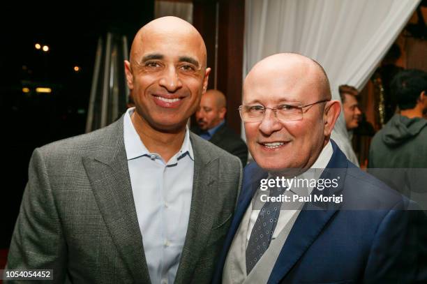 Ambassador Yousef Al Otaiba and Franco Nuschese celebrate the SemSem Pop-Up Launch at Cafe Milano on October 26, 2018 in Washington, DC.