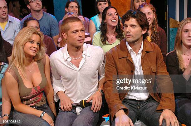Brad Pitt , Eric Bana and fans during Brad Pitt and Eric Bana Visit MTV's "TRL" - May 3, 2004 at MTV Studios, Times Square in New York City, New...
