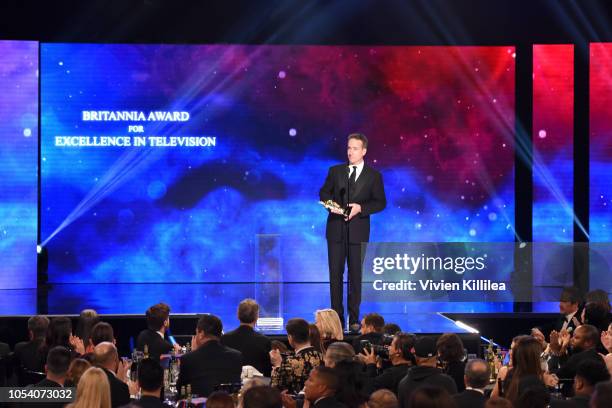 Matthew Macfadyen presents the Britannia Award for Excellence in Television onstage at the 2018 British Academy Britannia Awards presented by Jaguar...