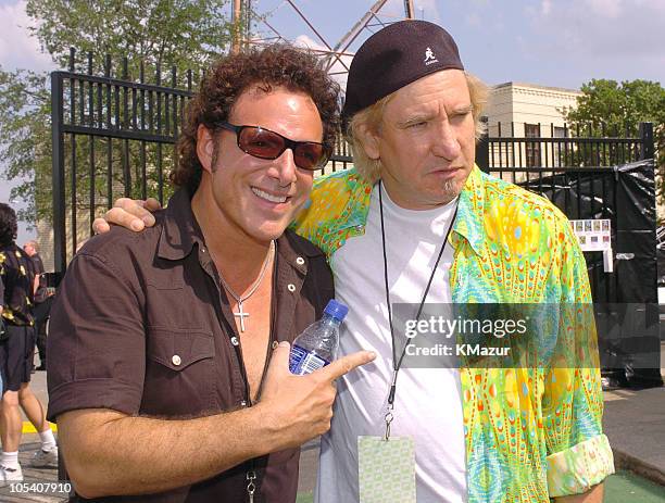 Neal Schon and Joe Walsh during Crossroads Guitar Festival - Day Three - Backstage at Cotton Bowl Stadium in Dallas, Texas, United States.