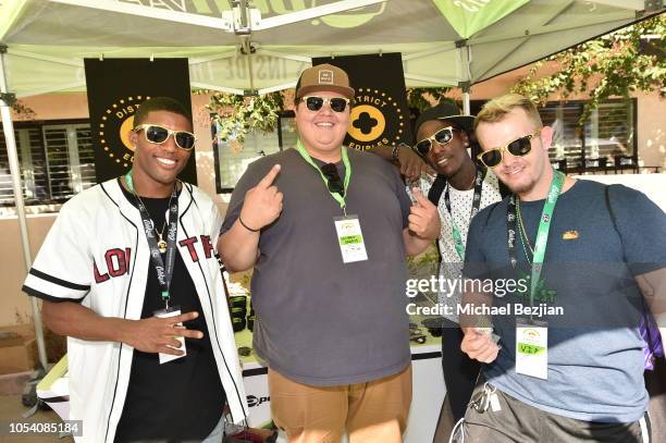 El-JAY, James Dunken, Shorty Mack, and Tako with District Edibles Cannabis Infused Gummies at WeedCon 2018 on October 26, 2018 in Ojai, California.