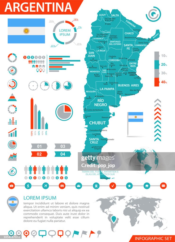 Map of Argentina - Infographic Vector