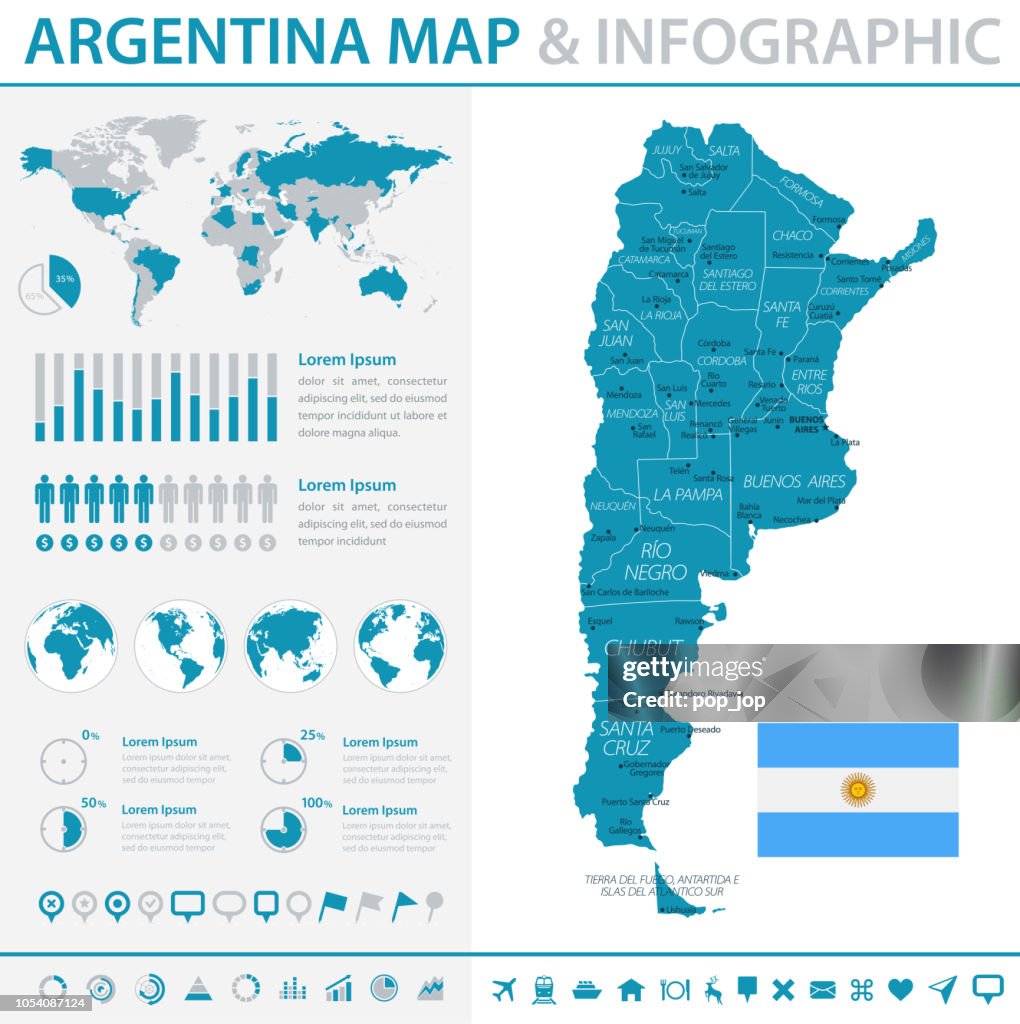 Map of Argentina - Infographic Vector