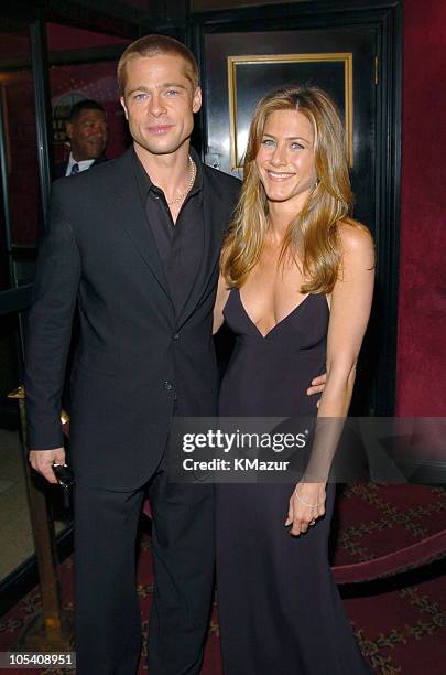 Brad Pitt and Jennifer Aniston during "Troy" New York Premiere - Inside Arrivals at Zeigfeld Theater in New York City, New York, United States.