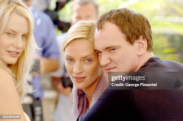 Daryl Hannah, Uma Thurman and Quentin Tarantino during 2004 Cannes Film Festival - "Kill Bill Vol. 2" - Photocall at Palais Du Festival in Cannes,...