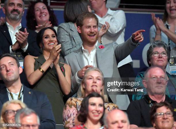 Meghan, Duchess of Sussex and Prince Harry, Duke of Sussex attend the Invictus Games Closing Ceremony at Qudos Bank Arena on October 27, 2018 in...