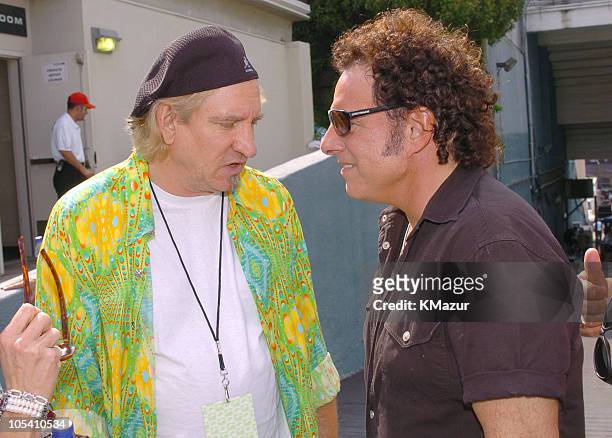 Joe Walsh and Neal Schon during Crossroads Guitar Festival - Day Three - Backstage at Cotton Bowl Stadium in Dallas, Texas, United States.