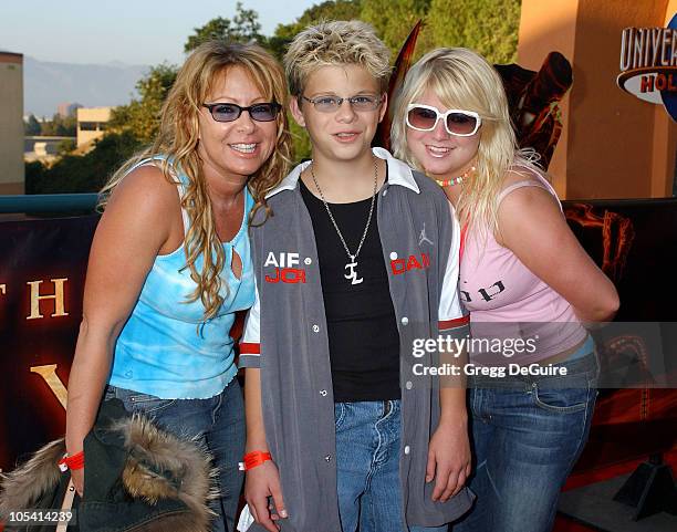 Jonathan Lipnicki, mom Rhonda and sister Alexis during "The Revenge Of The Mummy - The Ride" Opening At Universal Studios at Universal Studios in...