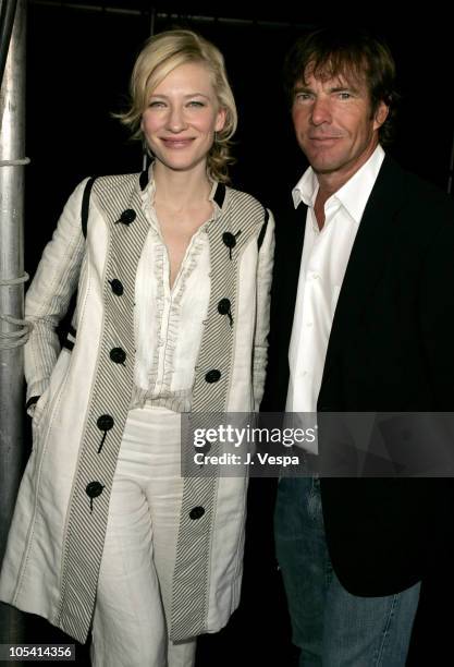 Cate Blanchett and Dennis Quaid during The 20th Annual IFP Independent Spirit Awards - Green Room in Santa Monica, California, United States.