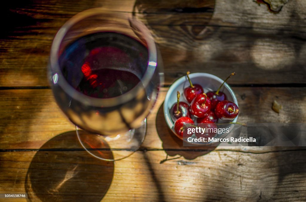 Cherry with wine