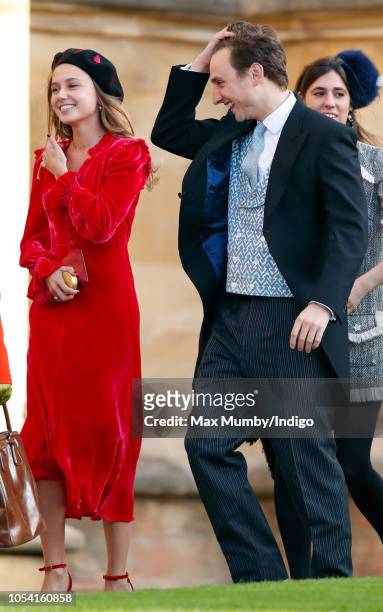Daisy Jenks and Charlie van Straubenzee attend the wedding of Princess Eugenie of York and Jack Brooksbank at St George's Chapel on October 12, 2018...