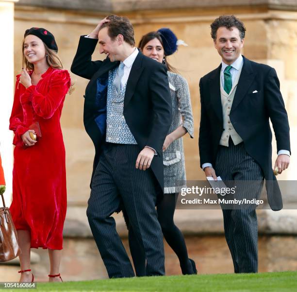 Daisy Jenks, Charlie van Straubenzee and Thomas van Straubenzee attend the wedding of Princess Eugenie of York and Jack Brooksbank at St George's...