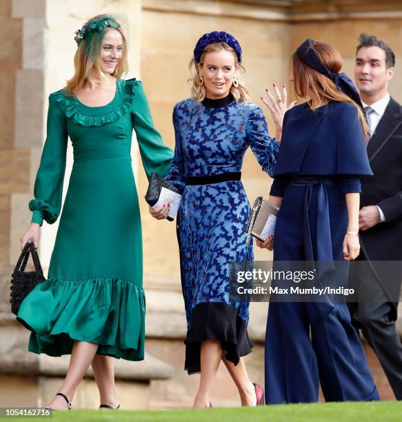Cressida Bonas attends the wedding of Princess Eugenie of York and Jack Brooksbank at St George's Chapel on October 12, 2018 in Windsor, England.