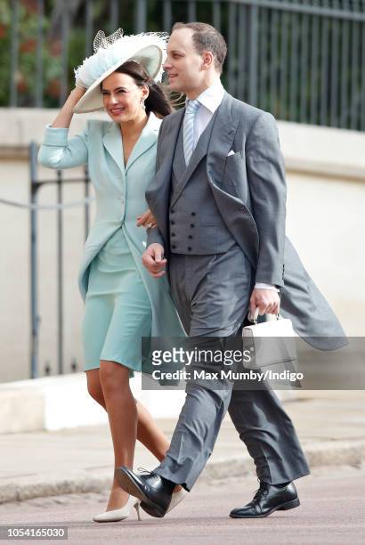 Lady Frederick Windsor and Lord Frederick Windsor attend the wedding of Princess Eugenie of York and Jack Brooksbank at St George's Chapel on October...