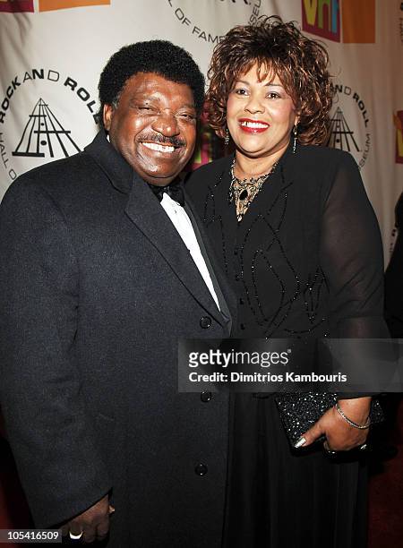 Percy Sledge, inductee, and wife Rosa during 20th Annual Rock and Roll Hall of Fame Induction Ceremony - Arrivals at Waldorf Astoria in New York...