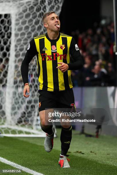 Gerard Deulofeu of Watford celebrates after scoring his team's second goal during the Premier League match between Watford FC and Huddersfield Town...