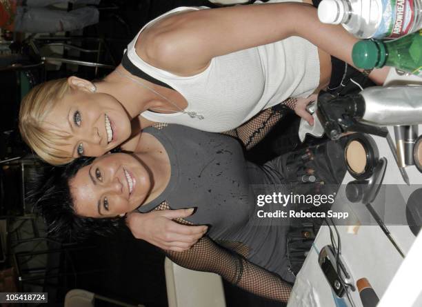 Jenny Pyle, designer of Bad Pixie, and Jaime Pressly backstage at FIDM Fall 2005