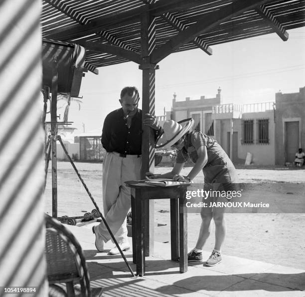 été 1951 --- Tournage du film "Le salaire de la peur" d'Henri-Georges Clouzot avec Charles VANEL et Yves MONTAND. Ici, l'acteur Charles VANEL...