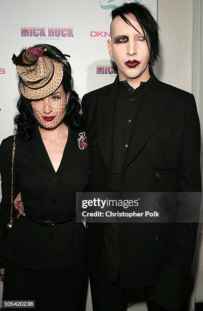 Dita von Teese and Marilyn Manson during DKNY Jeans and Lo-Fi Gallery Present "Mick Rock Live in LA" Exhibit at Lo-Fi Gallery in Hollywood,...