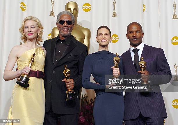 Cate Blanchett, winner Best Actress in a Supporting Role for "The Aviator", Morgan Freeman, winner Best Actor in a Supporting Role for "Million...