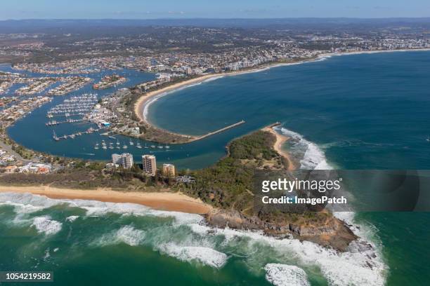 aerial view of port cartwright on the sunshine coast - sunshine coast australia stock pictures, royalty-free photos & images