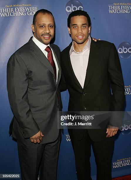 Ruben Santiago-Hudson and Michael Ealy during "Their Eyes Were Watching God" Los Angeles Premiere - Arrivals at El Capitan Theatre in Hollywood,...