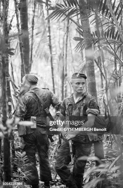 Guyane française, juin 1981 --- Les légionnaires du 3ème Régiment étranger d'infanterie basés en Guyane.