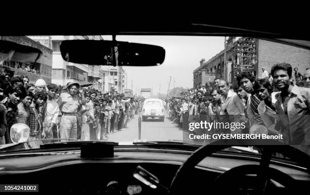 Calcutta, Inde, mars 1987 --- Elections dans l'Etat du Bengale-Occidental. Meeting du Premier ministre indien, Rajiv GANDHI, venu soutenir les...