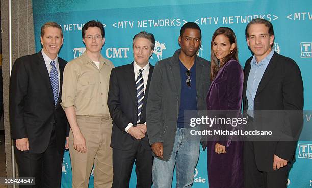 Doug Herzog, Comedy Central and Spike TV President, Stephen Colbert, Jon Stewart, Chris Rock, Halle Berry and Van Toffler, MTV Networks Group...