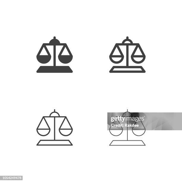 gewicht waage icons - multi serie - balance scale stock-grafiken, -clipart, -cartoons und -symbole