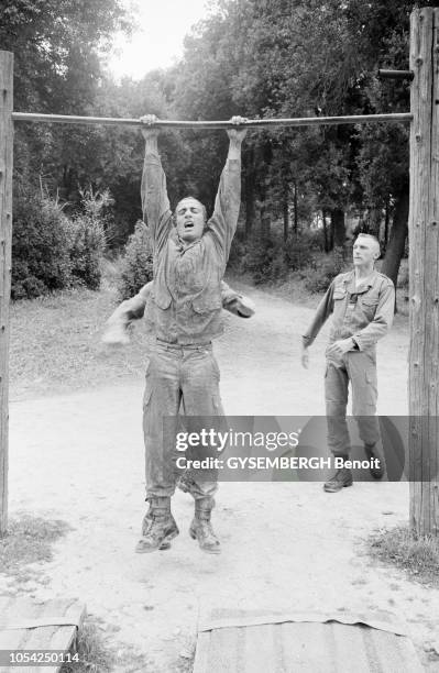 Castelnaudary, France, avril 1994--- Le 4ème Régiment étranger , basé à Castelnaudary, est le régiment de formation de la Légion étrangère. Ici,...