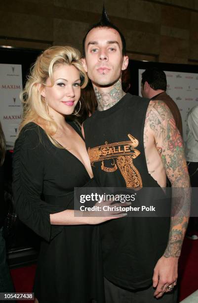 Travis Barker and Shanna Moakler during Maxim Magazine's Hot 100 - Arrivals at Montmartre Lounge in Hollywood, California, United States.