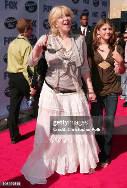 Courtney Love and daughter Frances Bean Cobain during "American Idol" Season 4 - Finale - Arrivals at The Kodak Theatre in Hollywood, California,...