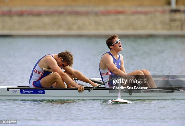 Ed Coode and Greg Searle of Great Britain finish fourth in the Men's Coxless Pair Rowing at the Sydney International Regatta Centre on Day Eight of...