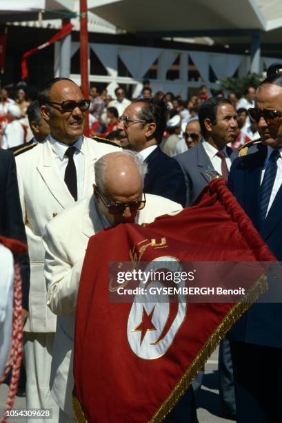 Tunisie, août 1985 - Rendez-Vous avec le président de la République tunisienne Habib BOURGUIBA à l'occasion de son quatre-vingt deuxième...