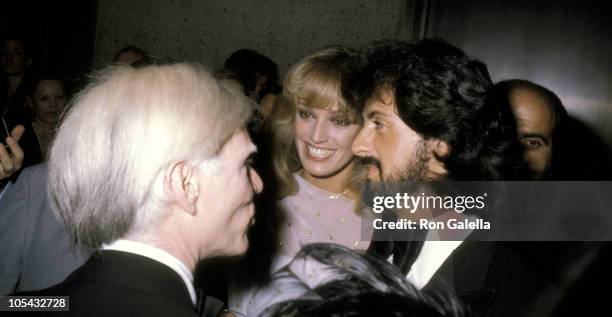 Andy Warhol, Susan Anton, And Sylvester Stallone during Andy Warhol's Art Opening - November 20, 1979 at Whitney Museum in New York City, New York,...