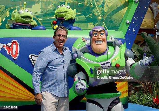 Tim Allen with Buzz Lightyear during Disneyland 50th Anniversary "Happiest Homecoming On Earth" Celebration at Disneyland in Anaheim, California,...