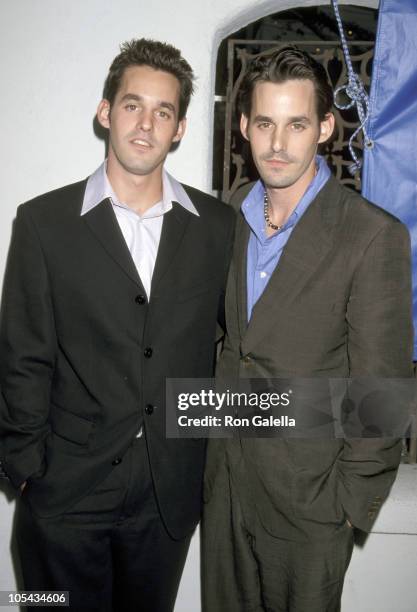 Nicholas Brendon and Brother Kelly Donovan during 1998 WB All Star Party at Twin Palms Restaurant in Pasadena, California, United States.