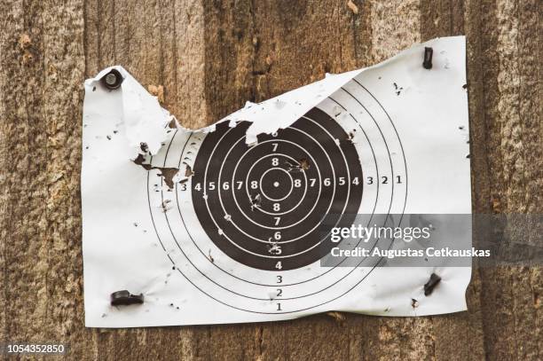 Bullet Riddled Target Bullet Hole Shooting Range Photos and Premium High Res Pictures - Getty ...