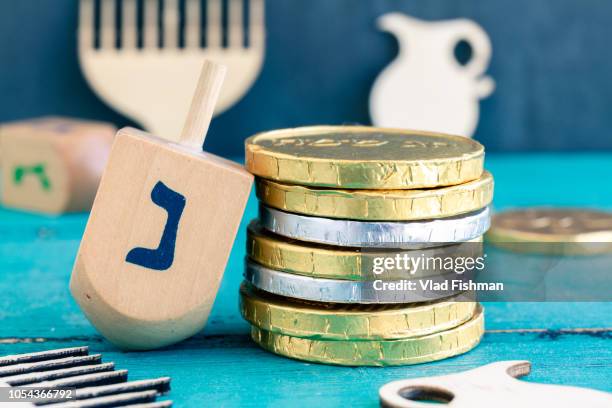 hanukkah celebration composition - dreidel stock pictures, royalty-free photos & images