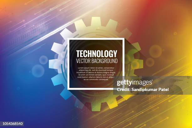 stockillustraties, clipart, cartoons en iconen met vector illustratie gear wheel op printplaat - corporate media modern bright