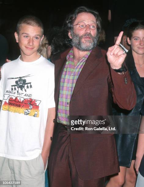 Zach Williams and Robin Williams during Premiere of "Father's Day" at Los Angeles in Los Angeles, CA, United States.