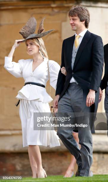 Princess Ekaterina of Hanover and Crown Prince Ernst August of Hanover Jr. Attend the wedding of Princess Eugenie of York and Jack Brooksbank at St...
