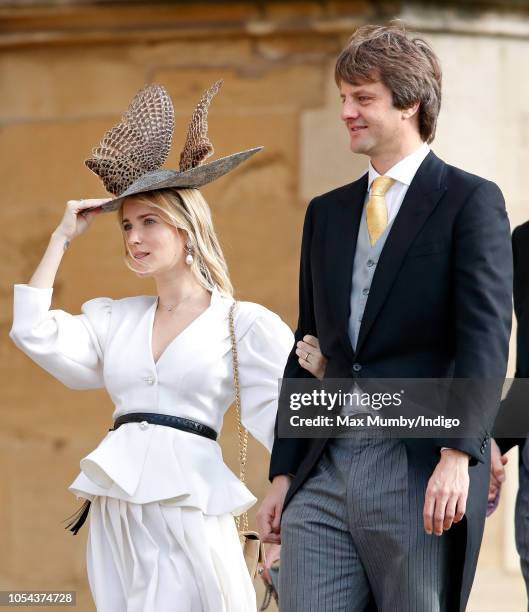 Princess Ekaterina of Hanover and Crown Prince Ernst August of Hanover Jr. Attend the wedding of Princess Eugenie of York and Jack Brooksbank at St...